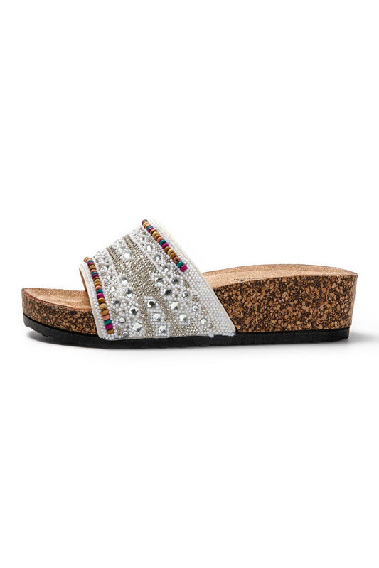 JOMIX Ciabatte Donna Estive Eleganti Sandali Zeppa Comodi con Strass SD9184