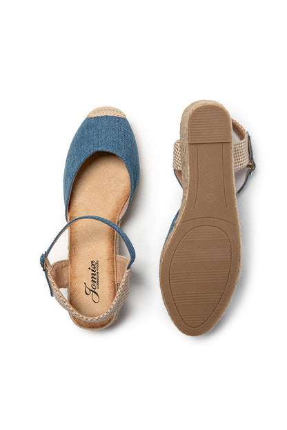 JOMIX Sandali Estivi da Donna Eleganti con Zeppa Chiusura a Fibbia e Stile Espadrillas SD9369